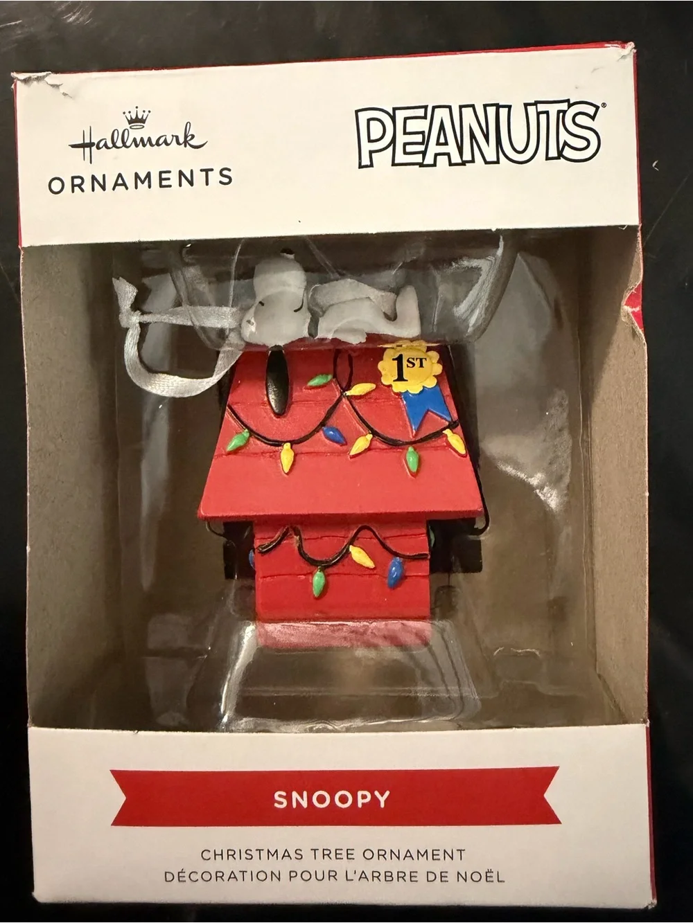 Peanuts Red Doghouse Ornament with Multicolor Lights - Peanuts